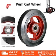 Push Cart Wheel 6" Heavy Duty Steel Body Rubber Wheel Bearing 6203 and Axle Shaft