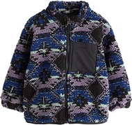 Boys Patterned Fleece Jacket with Zip, Blue/purple, 74 (numeric_74)