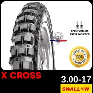 TAYAR KEBUN 3.00x17 ( 80/90-17) JENAMA SWALLOW MOTORCYCLE TYRE X CROSS 3.00-17 TUBE TYPE
