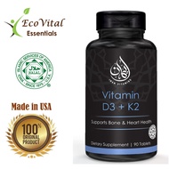 Vitamin D3 K2 (Halal) Iman Vitamin, 90 Chewable Tablets, Vitamin D 2000iu+Menaquinone-7 (MK7)