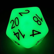 Bescon Jumbo Glowing D20 38MM, Big Size 20 Sides Dice Jade Glow in Dark, Big 20 Faces Cube 1.5 inch