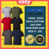 Adult Shirt GILDAN Ultra Cotton Men Women T Shirt Lelaki Round Neck Oversize Baju Tshirt Kosong Unisex Plain 2000