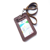 name tag id kulit asli logo Bank BRI warna coklat - tali id card. gantungan id card -