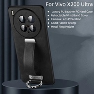 For Vivo X200 Ultra X200Ultra Case Luxury Retractable Wrist Band Metal Ring Holder PC Leather Hard P