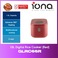 IONA GLRC66-R 1.0L Digital Rice Cooker (Red) WITH 1 YEAR WARRANTY