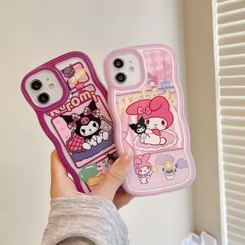 Lovely Purple Kuromi Pink Melody Bracket Curly Wave Phone Case for Samsung J2 J5 J4 J6 J7 M23 NOTE 8