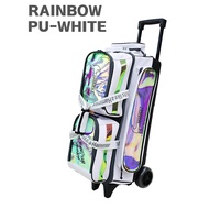 (Sea Shipping) Hammer Rainbow 3-Ball Roller Pu-White Bowling Bag