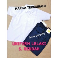 Uniform(baju&seluar)Baju Kemeja Putih & Seluar biru panjang Lelaki Sekolah Rendah 🇲🇾🔥🔥