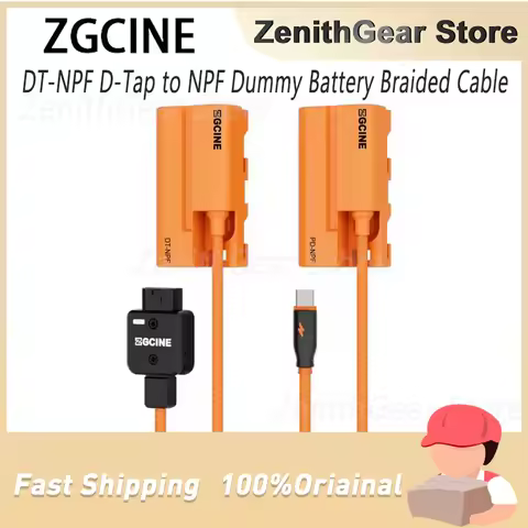 ZGCINE DT-NPF D-Tap to NPF Dummy Battery Braided Cable DC Coupler Accessory for Monitors/ LED Light/