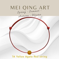 MeiQingArt Lucky 7A Yellow Agate Red String Bracelet
