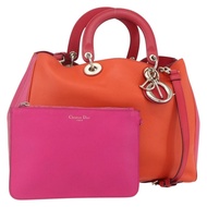Christian Dior Diorissimo 手提包 皮革 2way Orange Gold Auth bs30974