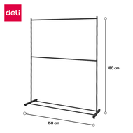 [ของขวัญฟรี] Deli ราวแขวนผ้าสแตนเลส ราวแขวนผ้า ราวตากผ้า โครงเหล็กเเข็งเเรง มีล้อเลื่อน ปรับยืดหดได้