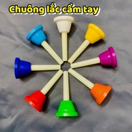 Handheld rattle bell, colorful hand bell musical educational device, with 8 musical notes for babies