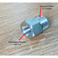 AD-013 NPT Thread Adapter 1/4 Female to G 1/2 inch BSP