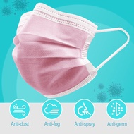 MERAH UNGU - DISPOSABLE FACE MASK 3ply 50pcs YELLOW RED MASKS GREY BLACK PINK PURPLE CONTENTS 50