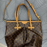LV LOUIS VUITTON Palermo GM M40146 老花 原花皺褶拉鍊手提肩背包
