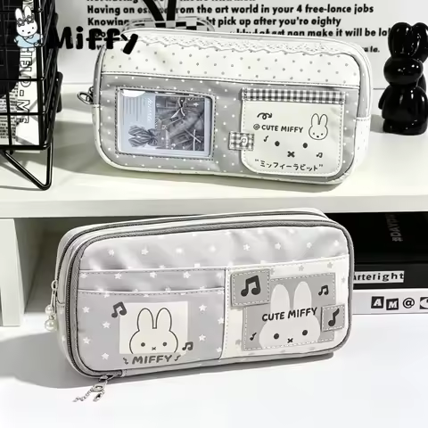 Miffy Stationery Box 21.5*6*11cm Miffy Embroidery Stationery Box Student Large Capacity Multifunctio