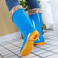 LP-8 ALI🍒High Non-Slip Fleece-Lined Cotton-Padded Rain Boots Waterproof Rain Boots Rubber Shoes Shoe Cover Rubber Boots