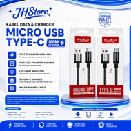 FLECO F-64 Super Fast Data Cable FLECO F-64 6A 100W Led Light USB To MICRO Type-C/