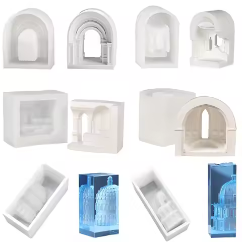 DIY Castle Palace Architecture Candle Silicone Mold Dome Arch Roman Column Plaster Soap Epoxy Resin 