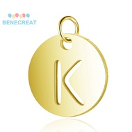 BENECREAT 5pcs 304 Stainless Steel Flat Round with Letter Golden Letter.K 12x1mm Hole: 2.5mm