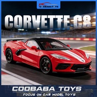 CBB 1:22 Chevrolet Corvette C8 Convertible Alloy Diecast Car Model Toy Sound Light Pull Back For Kid