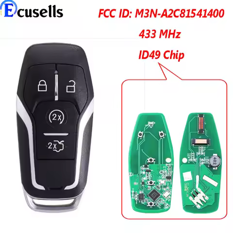 4 Button Smart Remote Key FSK 433.92MHz HITAG PRO 49 Chip FCC ID: M3N-A2C31243800 For Ford Fusion Ex