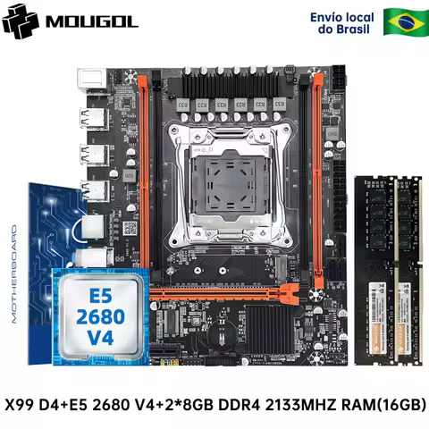 MOUGOL X99 DDR4 Motherboard Kit with Xeon E5-2680 V4 And 2*8GB=16GB DDR4 RAM Dual Channel Memory LGA