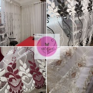 Kain Langsir Jarang Bidang besar 110"/ Sheer Curtain length 110” (Sulam Tebal) Price 0.5 Meter