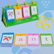 CVC Words Phonics English Flash Cards for Kids Vocabulary Spelling Educational Card Teaching Aids
