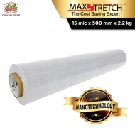 Max Stretch Stretch Film/Wrapping Firm/Plastic Pallet Wrap - Clear (500mm x 2.2kg x 1 Roll)