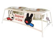 pet paradise Gaspard et Lisa 白色附雙碗鐵碗架