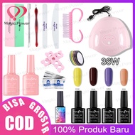 Set Kutek Gel Lampu Kuku UV 36W 4 Warna Cat Kuku Gel Set Peralatan Manikur Seni Kuku