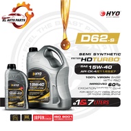 [HYO] Semi Synthetic Engine Oil D62-S 15W-40 HDTurbo+ PAO API CK-4/E11/E9/E7 (7L) for Diesel Engines