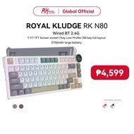 Royal Kludge RK N80 Pearly Dawn 80 Key Low Profile Tri-Mode RGB Wired Bluetooth 2.4G Wireless with T