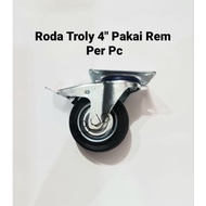 4" Trolley Wheels with Brakes Per Pc