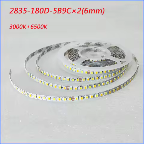 5 meters 2835 180D dual colors LED strip for repairing chandeliers, LED ribbon bendable 6mm-5B9C×2（3