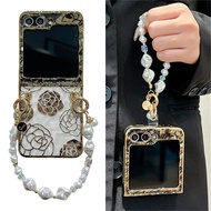 Luxury Transparent Gold Rose Phone Case for Samsung Galaxy Z Flip 7 8 Z Flip8 ZFlip 5 Zflip6 Zflip7 