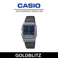 Casio AQ-800EB-2A Vintage Simple Design Self-adjustable Black Stainless Steel Band Separate Dial And