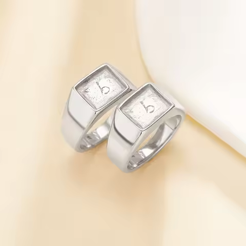 7.9x9.9MM Keepsake Mother Milk Resin Rectangle Bezel Ring Blank Setting,Stainless Steel Men's Ring,W