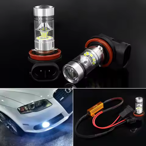 2Pcs Canbus white H8 H11 LED Fog Light Bulb Car DRL Lamp for Audi A3 8P 8V A4 B6 B8 B5 A6 C6 C5 80 B