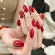 Solid Colord Fake Nails Set with Glue Red False Nails Press on Nails