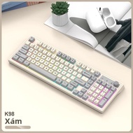 K-Sanke K98 RGB Cảm Giác Cơ Học Bàn Phím Không Dây Bluetooth USB Chế Độ Kép Sạc Tắt Tiếng Laptop Bàn