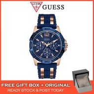 [Original &amp; 2 Years Warranty] Guess Masculine Blue Multi Function Chronograph Men Watch Jam Tangan Lelaki W0366G4