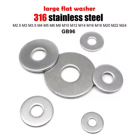 316 A4-80 Stainless Steel GB96 Extra Large Size Big Wide Thickened Plain Gasket Flat Washer M2.5 M3 