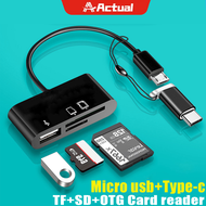 Actual USB 2.0 Type-C OTG 2in1 Micro USB Universal Extended Multifunction Card Reader/TF/SD/Flash Dr