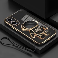 Soft Case Motorola G34 G45 Casing Silikon Dudukan Lipat Astronot Plating Free Tali Lanyard Gantungan