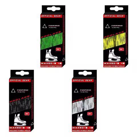 Topro Skate Laces Hockey 84 96 108 120in Dual Layer Braid Extra Reinforced Tips Waxed Tip Design Ice