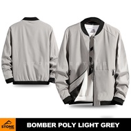 Korean Men's Bomber Jacket / Parachute Bomber Jacket Gore Tex Stone Leather Light Grey Jacket