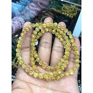 Vòng đeo tay, lắc tay phong thủy đá thạch anh tóc vàng quấn 3 vòng